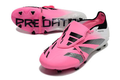 Adidas Predator Elite Foldover Tongue FG Low-Tops Soccer Cleats - Pink/Grey/White