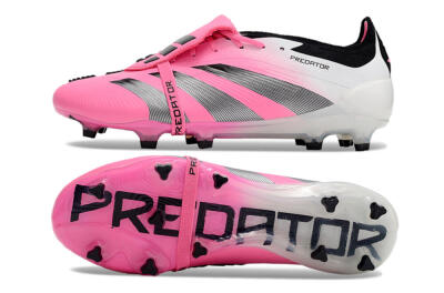 Adidas Predator Elite Foldover Tongue FG Low-Tops Soccer Cleats - Pink/Grey/White