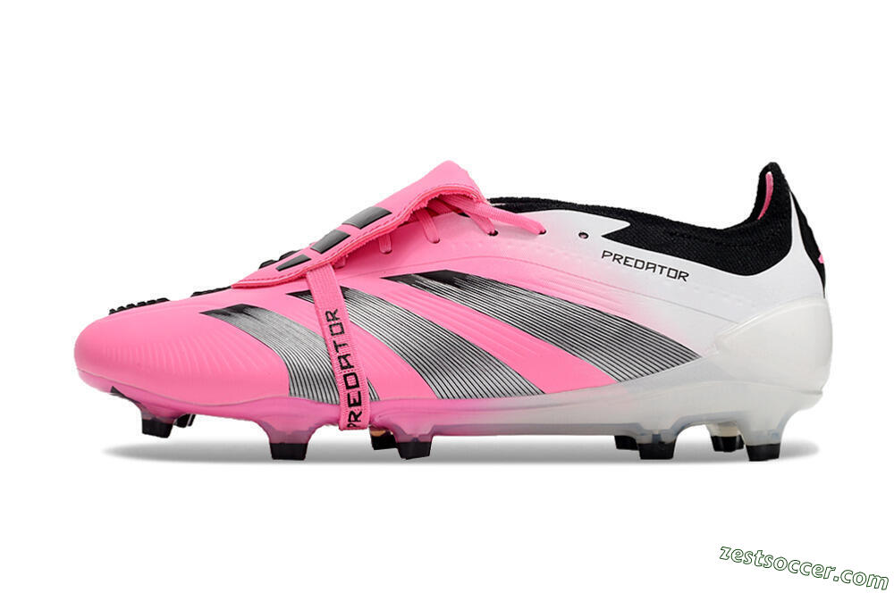 Adidas Predator Elite Foldover Tongue FG Low-Tops Soccer Cleats - Pink/Grey/White 2