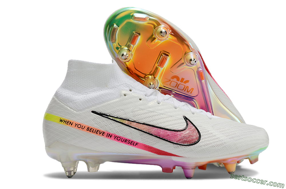 Nike Air Zoom Mercurial Superfly 9 Elite SG High-Tops Soccer Cleats - White/Pink/Black 0