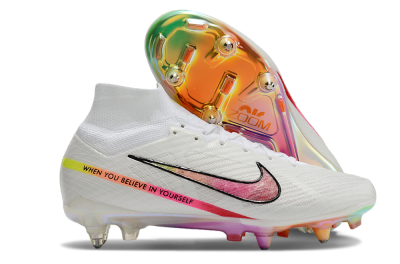 Nike Air Zoom Mercurial Superfly 9 Elite SG High-Tops Soccer Cleats - White/Pink/Black