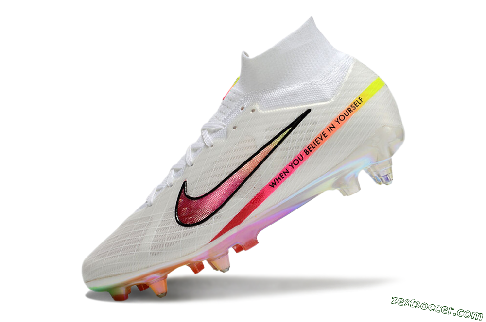 Nike Air Zoom Mercurial Superfly 9 Elite SG High-Tops Soccer Cleats - White/Pink/Black 4