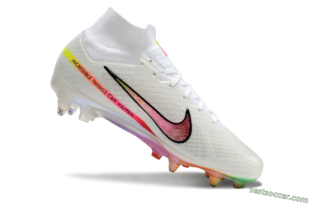 Nike Air Zoom Mercurial Superfly 9 Elite SG High-Tops Soccer Cleats - White/Pink/Black 5