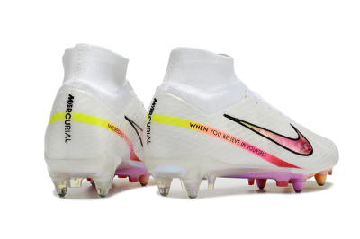 Nike Air Zoom Mercurial Superfly 9 Elite SG High-Tops Soccer Cleats - White/Pink/Black