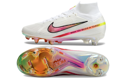 Nike Air Zoom Mercurial Superfly 9 Elite SG High-Tops Soccer Cleats - White/Pink/Black