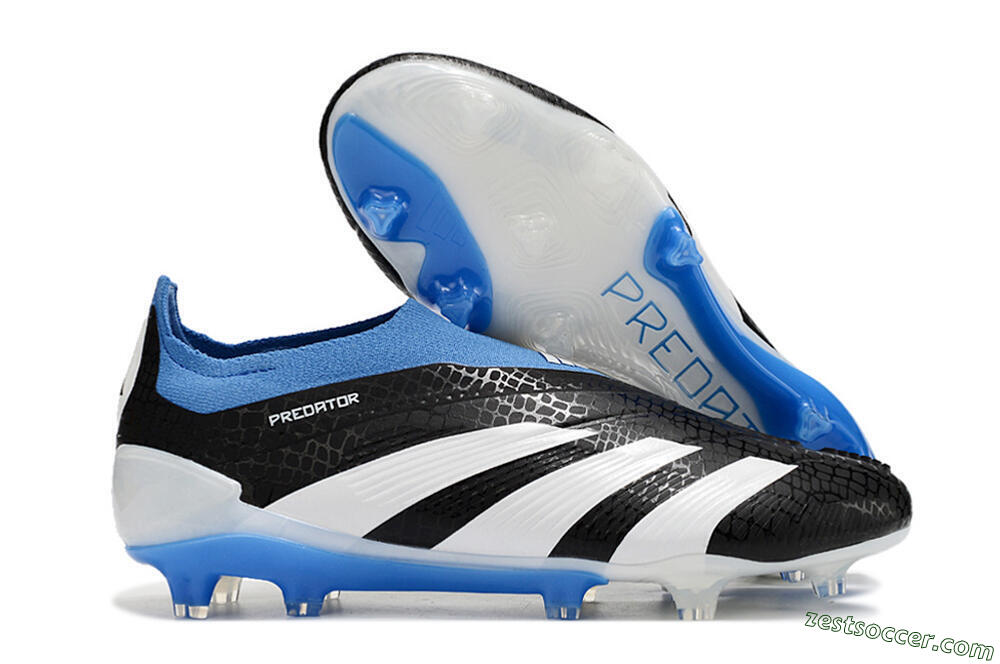 Adidas Predator Accuracy+ Laceless FG Low-Tops Soccer Cleats - Black/White/Blue 0