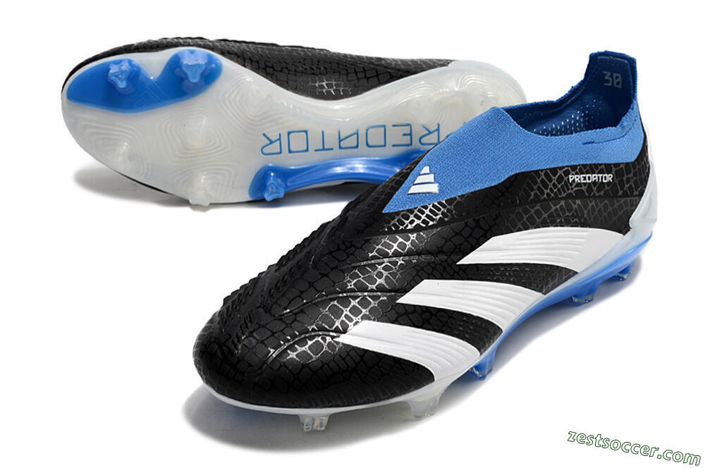 Adidas Predator Accuracy+ Laceless FG Low-Tops Soccer Cleats - Black/White/Blue 3