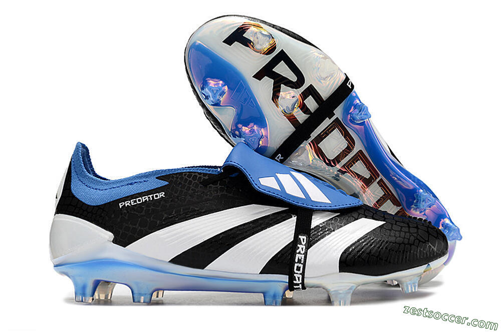 Adidas Predator Elite Foldover Tongue FG Low-Tops Soccer Cleats - Black/Blue/White 0