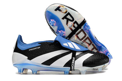 Adidas Predator Elite Foldover Tongue FG Low-Tops Soccer Cleats - Black/Blue/White