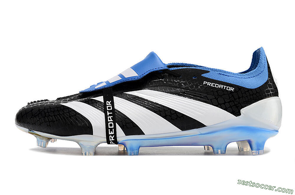 Adidas Predator Elite Foldover Tongue FG Low-Tops Soccer Cleats - Black/Blue/White 2