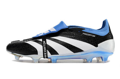Adidas Predator Elite Foldover Tongue FG Low-Tops Soccer Cleats - Black/Blue/White