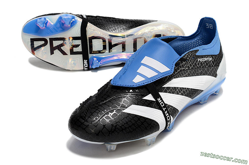 Adidas Predator Elite Foldover Tongue FG Low-Tops Soccer Cleats - Black/Blue/White 3