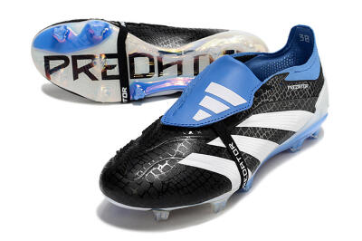 Adidas Predator Elite Foldover Tongue FG Low-Tops Soccer Cleats - Black/Blue/White