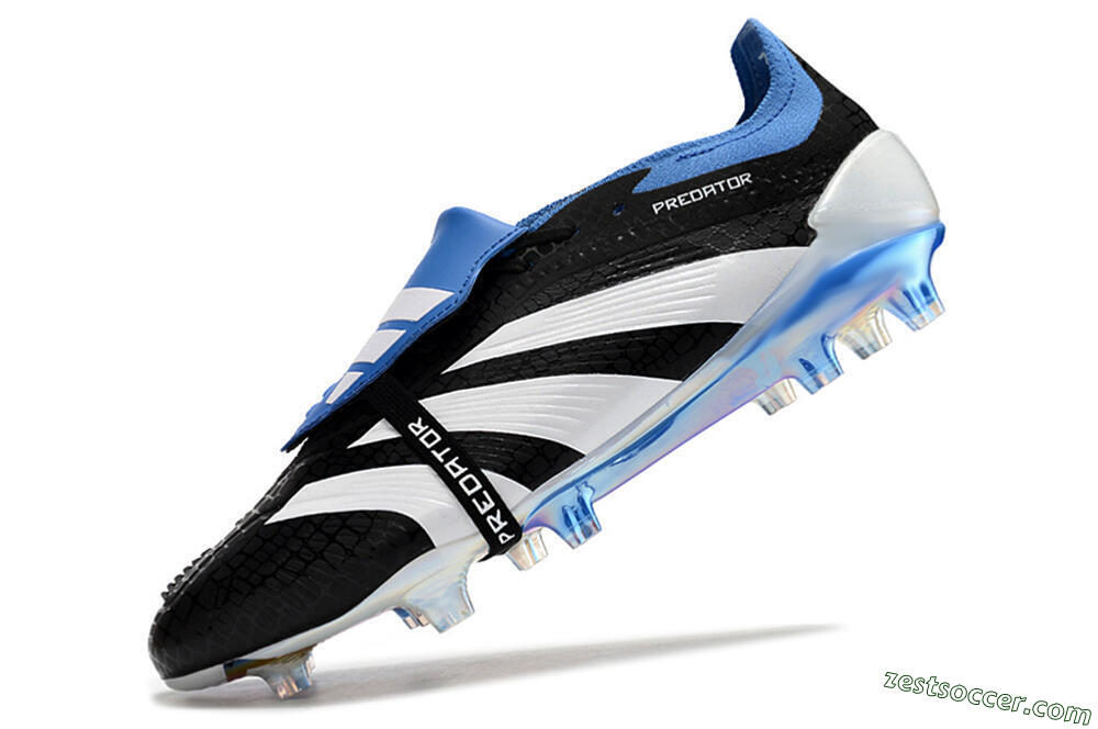 Adidas Predator Elite Foldover Tongue FG Low-Tops Soccer Cleats - Black/Blue/White 5