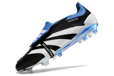 Adidas Predator Elite Foldover Tongue FG Low-Tops Soccer Cleats - Black/Blue/White