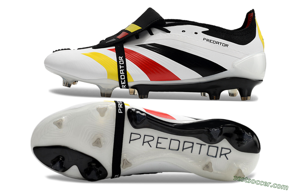 Adidas Predator Elite Foldover Tongue FG Low-Tops Soccer Cleats - White/Black/Red/Yellow 1