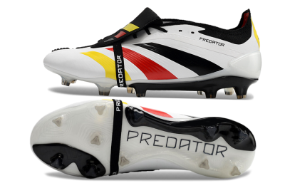 Adidas Predator Elite Foldover Tongue FG Low-Tops Soccer Cleats - White/Black/Red/Yellow
