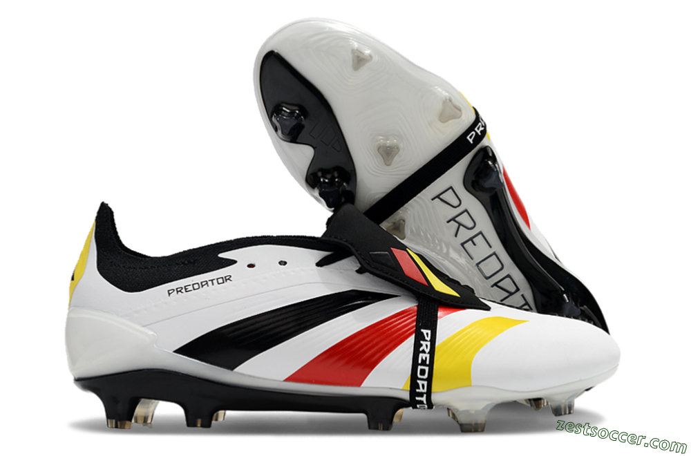 Adidas Predator Elite Foldover Tongue FG Low-Tops Soccer Cleats - White/Black/Red/Yellow 0