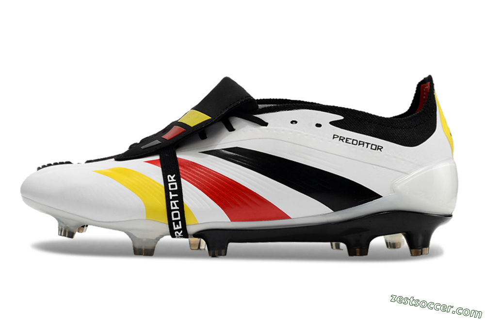 Adidas Predator Elite Foldover Tongue FG Low-Tops Soccer Cleats - White/Black/Red/Yellow 2