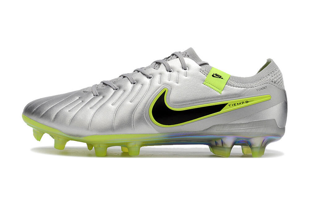 NikeTiempo Legend 10 Elite FG Low-Tops Soccer Cleats - Silver/Yellow/Black 2