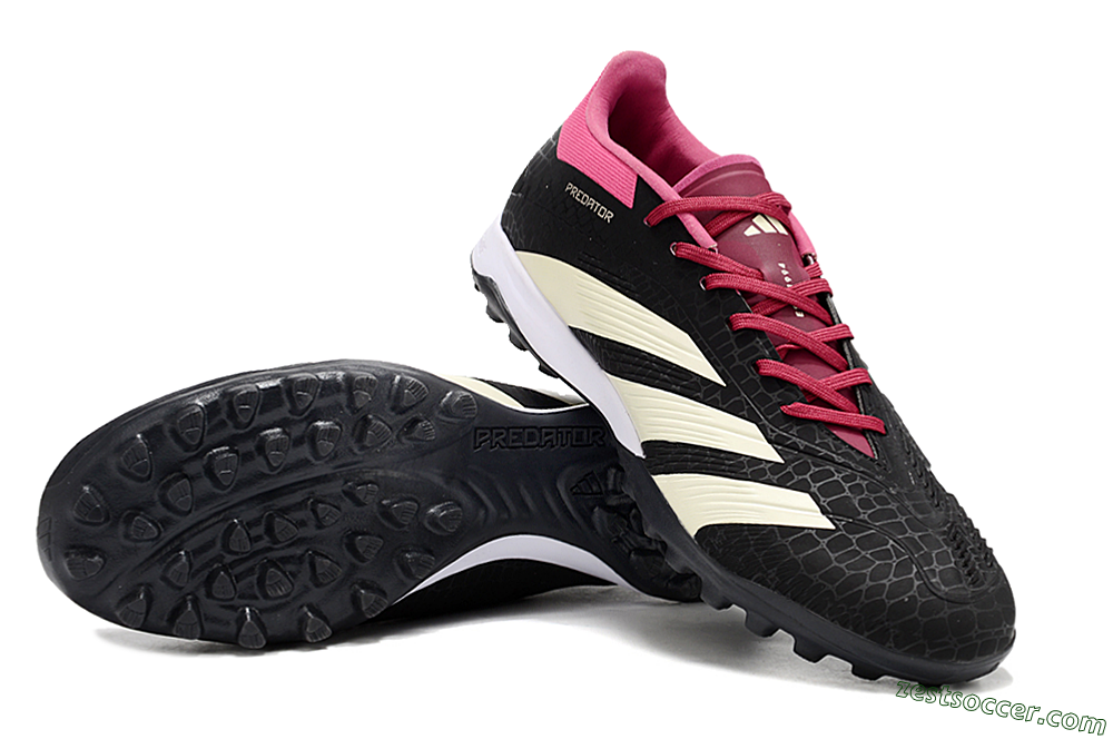Adidas Predator 24 Elite TF Low-Tops Soccer Cleats - Black/Beige/Pink 3