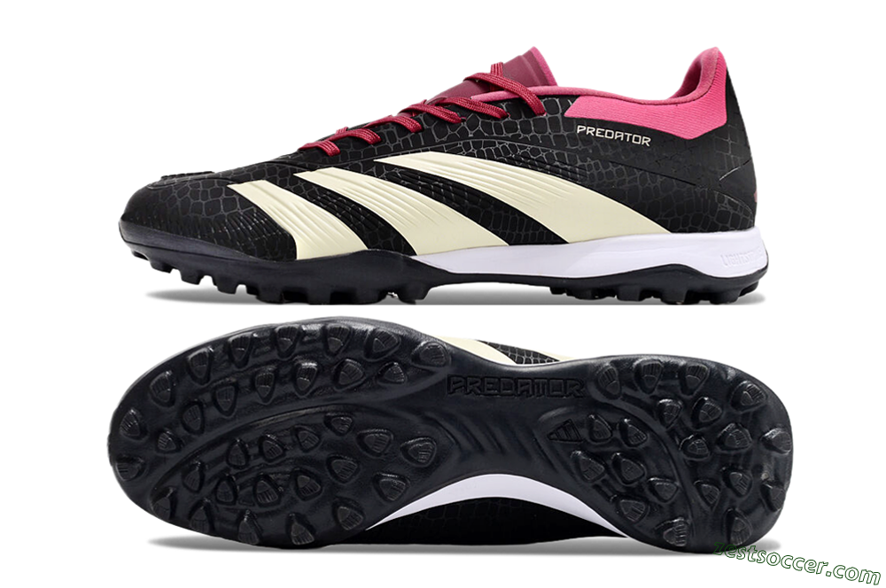 Adidas Predator 24 Elite TF Low-Tops Soccer Cleats - Black/Beige/Pink 1