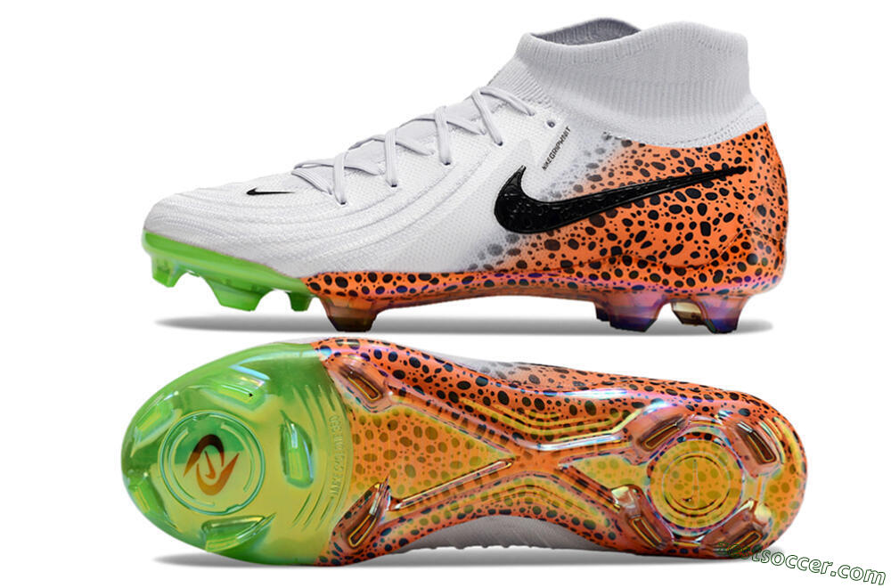 Nike Phantom Luna Elite NU FG High-Tops Soccer Cleats - White/Black/Orange 1