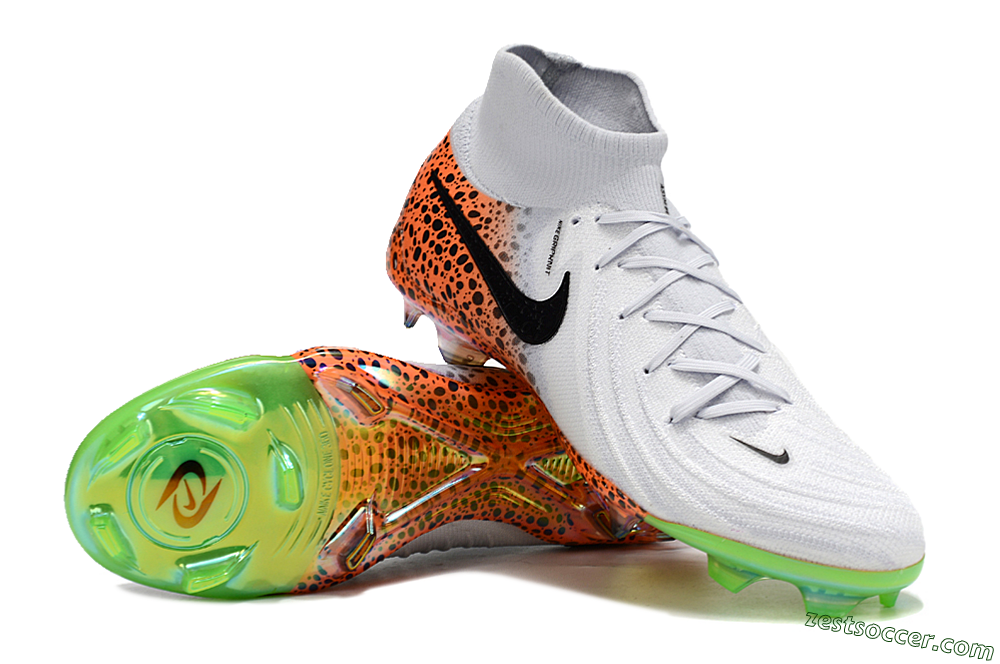 Nike Phantom Luna Elite NU FG High-Tops Soccer Cleats - White/Black/Orange 3