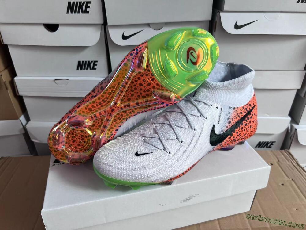 Nike Phantom Luna Elite NU FG High-Tops Soccer Cleats - White/Black/Orange