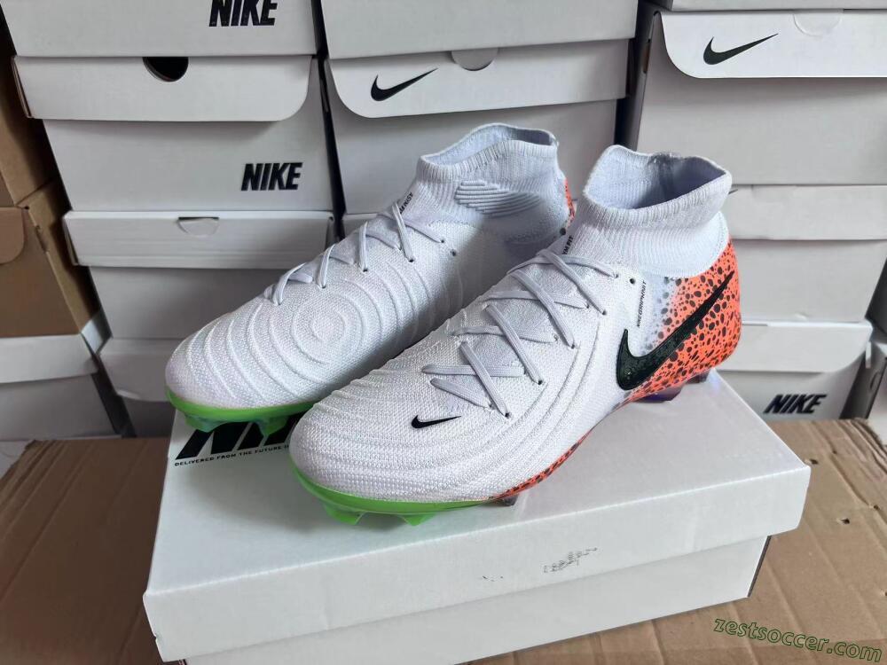 Nike Phantom Luna Elite NU FG High-Tops Soccer Cleats - White/Black/Orange