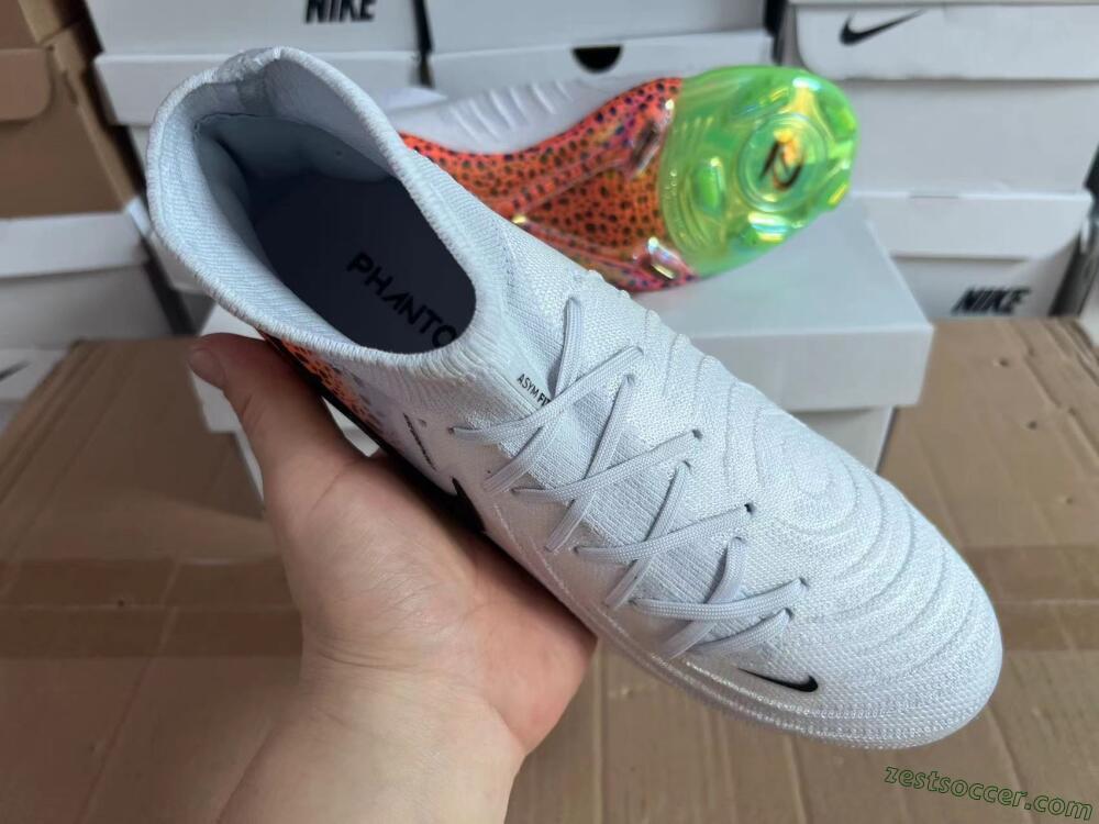 Nike Phantom Luna Elite NU FG High-Tops Soccer Cleats - White/Black/Orange