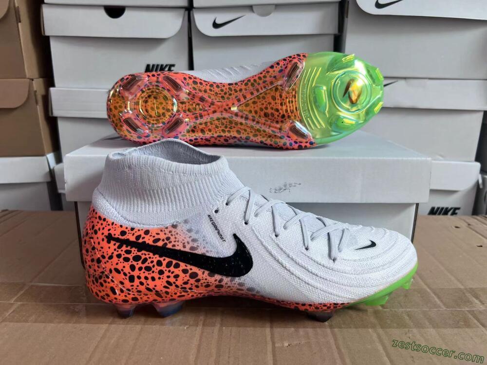 Nike Phantom Luna Elite NU FG High-Tops Soccer Cleats - White/Black/Orange