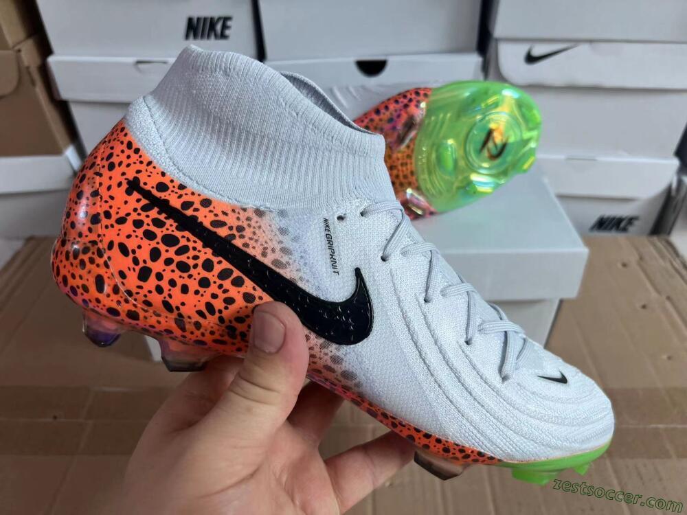 Nike Phantom Luna Elite NU FG High-Tops Soccer Cleats - White/Black/Orange