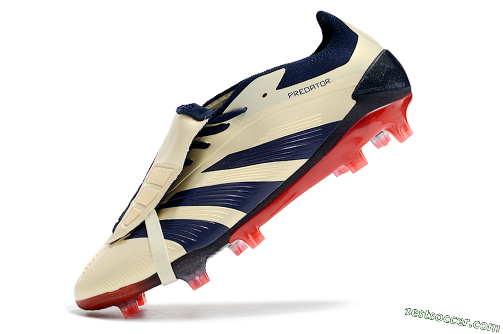 Adidas Predator Elite Foldover Tongue FG Low-Tops Soccer Cleats - Beige/Blue/Black 5