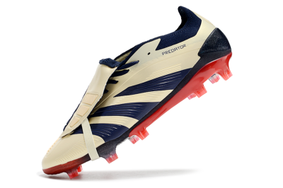 Adidas Predator Elite Foldover Tongue FG Low-Tops Soccer Cleats - Beige/Blue/Black