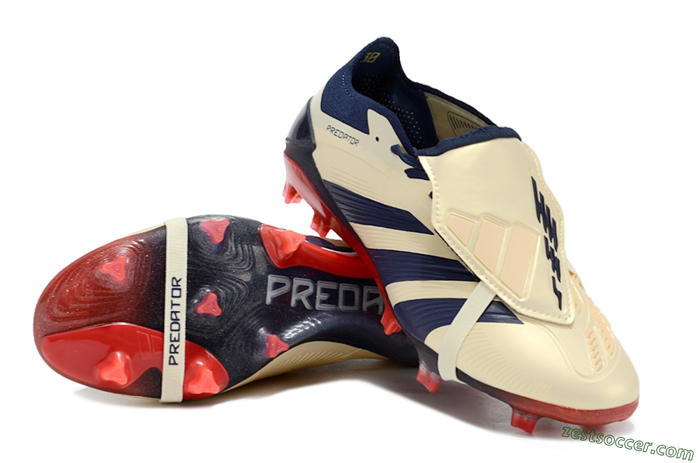 Adidas Predator Elite Foldover Tongue FG Low-Tops Soccer Cleats - Beige/Blue/Black 3