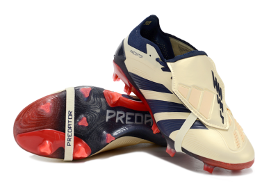 Adidas Predator Elite Foldover Tongue FG Low-Tops Soccer Cleats - Beige/Blue/Black
