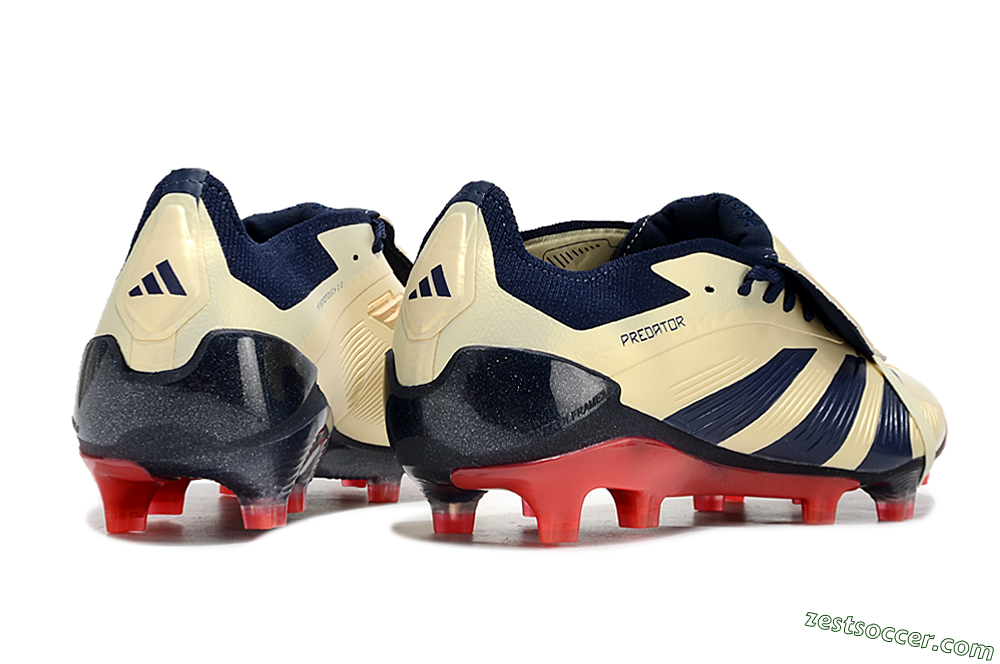 Adidas Predator Elite Foldover Tongue FG Low-Tops Soccer Cleats - Beige/Blue/Black 6