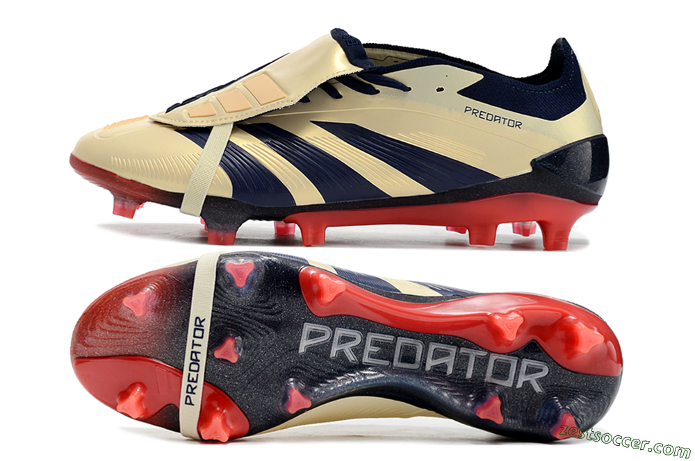 Adidas Predator Elite Foldover Tongue FG Low-Tops Soccer Cleats - Beige/Blue/Black 1