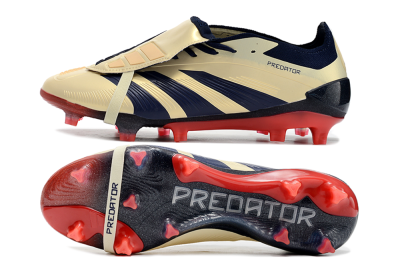Adidas Predator Elite Foldover Tongue FG Low-Tops Soccer Cleats - Beige/Blue/Black
