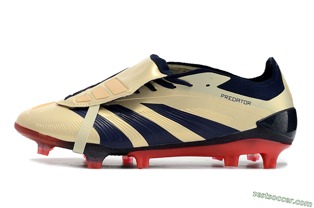 Adidas Predator Elite Foldover Tongue FG Low-Tops Soccer Cleats - Beige/Blue/Black 2