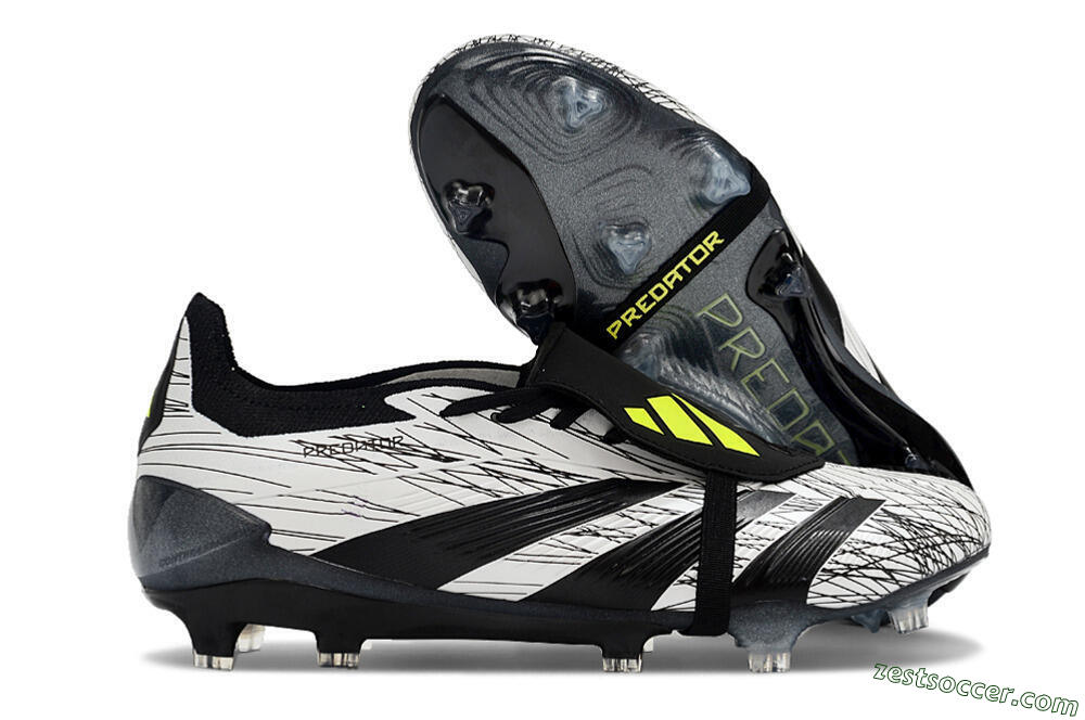 Adidas Predator Elite Foldover Tongue FG Low-Tops Soccer Cleats - White/Black/Yellow 0