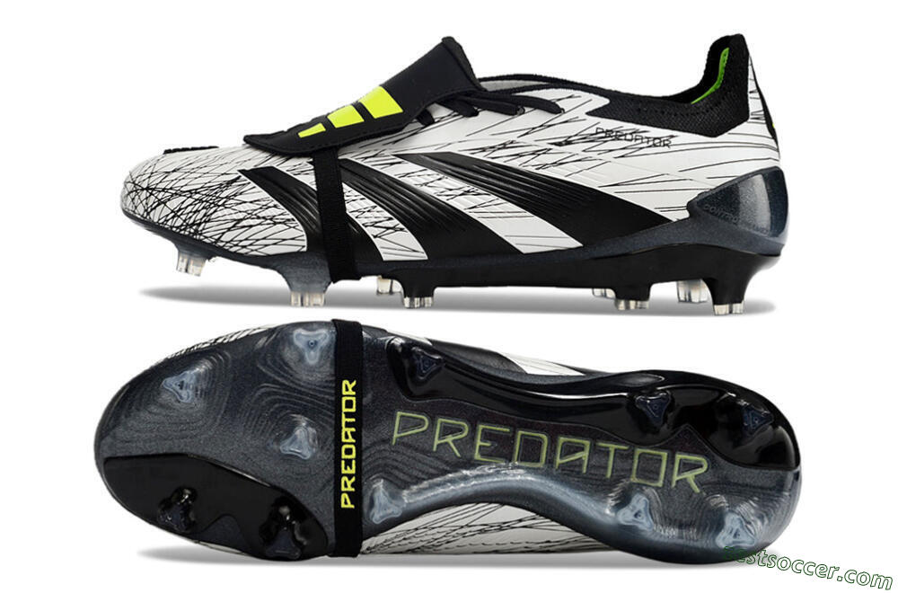 Adidas Predator Elite Foldover Tongue FG Low-Tops Soccer Cleats - White/Black/Yellow 1