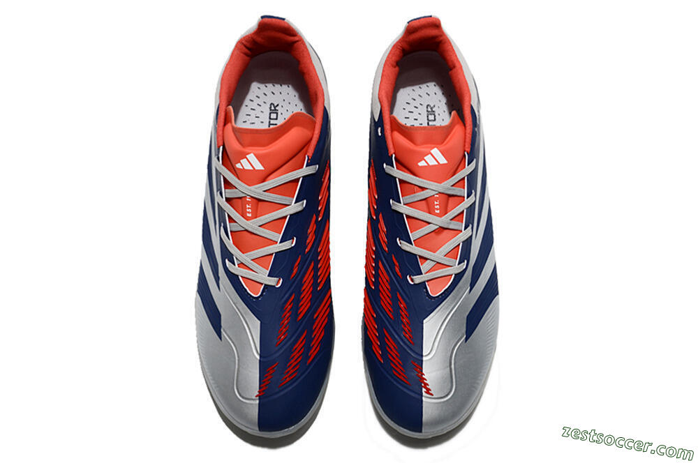 Adidas Predator 24 Elite TF Low-Tops Soccer Shoes - Silver/Blue/Red 4