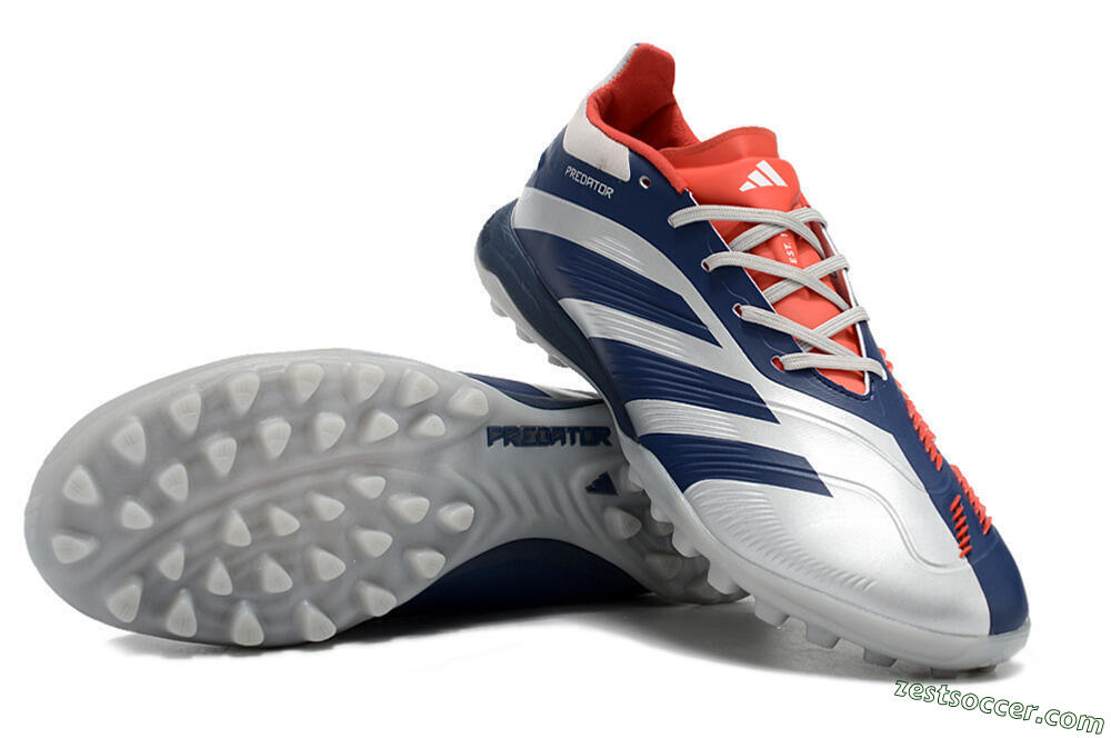 Adidas Predator 24 Elite TF Low-Tops Soccer Shoes - Silver/Blue/Red 3