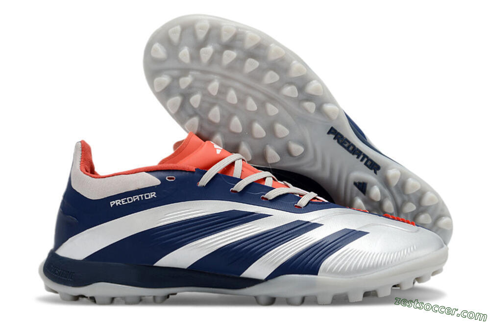 Adidas Predator 24 Elite TF Low-Tops Soccer Shoes - Silver/Blue/Red 0