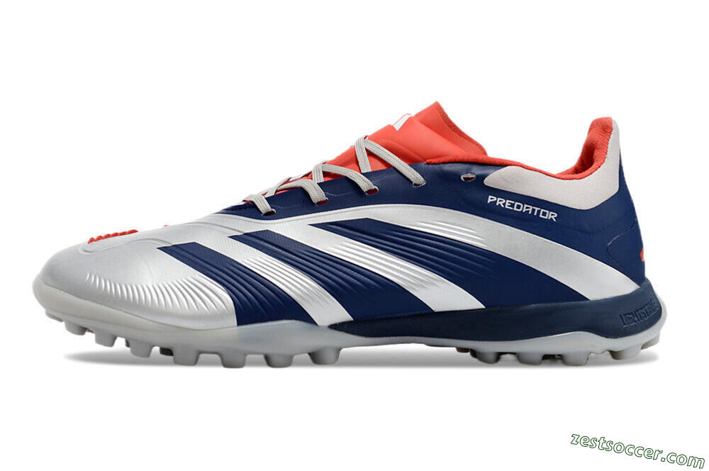 Adidas Predator 24 Elite TF Low-Tops Soccer Shoes - Silver/Blue/Red 2