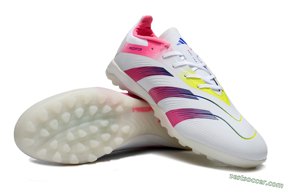 Adidas Predator 24 Elite TF Low-Tops Soccer Shoes - White/Pink/Blue/Yellow 3