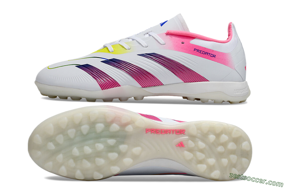 Adidas Predator 24 Elite TF Low-Tops Soccer Shoes - White/Pink/Blue/Yellow 1