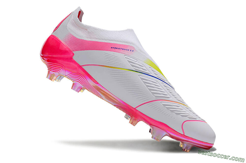 Adidas Predator Accuracy+ Laceless FG Low-Tops Soccer Cleats - White/Pink/Blue/Yellow 4